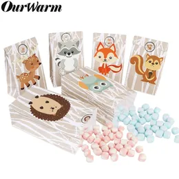 Geschenkpapier OurWarm 60/24 Stück Waldtiere Geschenktüten Safaritiere Babyparty Süßigkeiten Leckerli Geschenktüten Dschungel Geburtstag Party Dekoration 220913