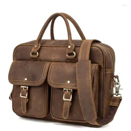 Teczka biznesowa męska męska krowica może pomieścić 15 -calową torbę laptopa skórzana jedno ramię w torbie posłańca Wysoka jakość luksusu