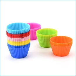 Cupcake Sile Baking Mold 7Cm Cake Molds Non-Stick Muffin Snacks Gelatin Bakeware Cupcake Liner Kitchen Accessories Drop Delivery 2021 Dhmbe