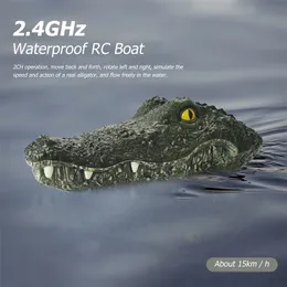 Electricrc Animals Boat 24ghz RC 4Channel Alligator Vivid Head Simulation Prank Fun Scary Electric Toys Summer Water Spoof Gift 220914