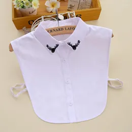 Bow Ties Cotton Embroidery Fake Collar For Women Half Shirt Vest Detachable False Lapel Sweater Decoration Solid Faux Col