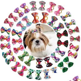 Hundebekleidung Haustier Kopf Blume Plaid Schleife Klassischer Hund Katze Haarschmuck Kopfbedeckung Band Pflege Drop Lieferung 2021 Hausgartenbedarf Dhmty