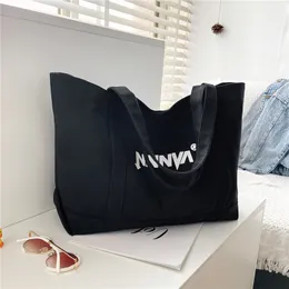 HBP Canvas-Tasche für Damen, einschulterig, großes Fassungsvermögen, japanische Ins-Trend-Studentenklasse, All-Match-Literatur-Schwarz-Modehandtasche