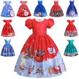 Girl's 4 6 8 10 12 14 Years Teen Christmas Party Princess Dresses For Girls Cute Cartoon Santa Claus Snowflake Dress Kids Clothes 0913
