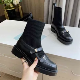 Fashion Shoes Accessories boots Balencaigaity men' women' autumn and winter leather alphabet socks boots D-024