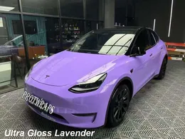 Premium-Vinyl-Wrap-Aufkleber, ultraglänzend, lavendelfarben, komplett glänzende Car-Wrapping-Abdeckfolie mit Luftfreisetzungs-Anfangskleber mit geringer Klebekraft, selbstklebende Folie, 1,52 x 20 m, 5 x 65 Fuß