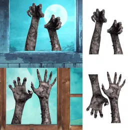 Halloween Ghost Hand Wall Stick 3d View Ghost Scary Hands Decalques de terror Removável Auto-adesivo paredes de PVC Adesivos decoração de janela 1028