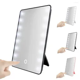Kompakta speglar 16 lysdioder sminkspegel med LED -ber￶ring justerbar ljus kosmetisk upplyst f￥f￤nga espejo de maquillaje mesa