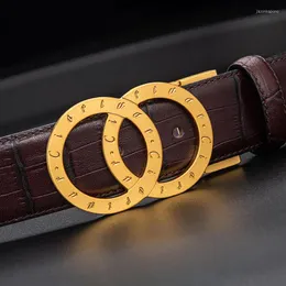 Belts 2022 Ciartuar Belt High Quality For Men Women Unisex Genuine Leather First Layer Luxry Gold Sliver Buckle