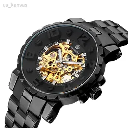 Wristwatches MG. ORKINA MG Top Brand Luxury Black Watch Men Mechanical Watches Men Skeleton Watch reloj hombre automatico Relogio Masculino L220914