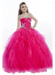 Flickklänningar Fushia Tulle Flower Girls 2022 Pageant Formal Princess First Communion Dress Kids Wedding Party