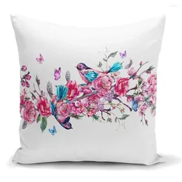 Pillow Case 1PC Retro Bunte Blumen Kissen Kissen Baumwollw￤sche Einseiten Druckkissenbezug Home Decorative Sofa -Kissen