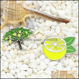 Pins Brooches Lemon Tree Brooches Green Tea Enamel Pin For Shirt Lapel Bag Fruit Badge Cartoon Jewelry Gift Kids Friends 6149 Q2 Dro Dhzev