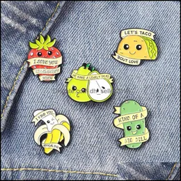 Pins Brooches Customized Hard Enamel Pin Alloy Letters Creative Fruit Brooches Lovely Avocado Banana Shape Badge Man Women Fashion J Dhtci