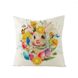 Pillow Case 45cm X Cushion Soft Texture Breathable Easy To Clean Pillowcase Flax Easter Printed Cover