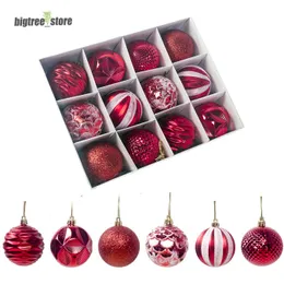 HOT Christmas Ornaments Xmas Tree Decorations 6cm Balls for Holiday Wedding Party Decoration Tree Ornaments Hooks set of 12pcs