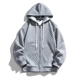 Mens Hoodies Sweatshirts Waffle Pattern Hoodie Jackets Solid Color Sports Coats Men Spring and Autumn Casual Tops Men Fashion Clothing Zip Up Hoodies 220914