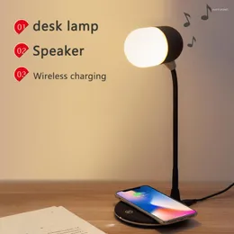 Módulos de automação inteligentes Alto-falante compatível com Bluetooth, carregamento sem fio, três em um toque lâmpada de cabeceira de cabeceira decoração para desktop leve
