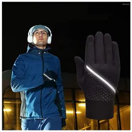 Guantes de ciclismo Otoño Invierno A prueba de viento Térmico Antideslizante Silicona Reflectante Deportes Pantalla táctil