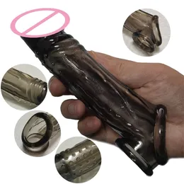 Brinquedos sexuais massageador de brinquedos vibradores Yunman 17cm Silicone Longpenis Sleeves Reutilable Extensor Extens￣o Cock Penis Ring LRJ2 5T9Y