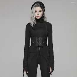 Cinture PUNKRAVE Accessori punk da donna Wash PU Corsetto di Halloween con cerniera in metallo aderente