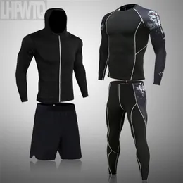 Tute da uomo Abbigliamento sportivo da uomo Tute da compressione Abbigliamento da palestra traspirante Uomo Sport da jogging Allenamento Palestra Fitness Tuta da corsa Set 4XL 220914