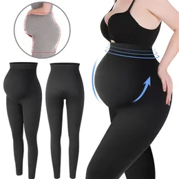 Kvinnors leggings moderskap leggings hög midja gravid mage support legering kvinnor graviditet mager byxor kroppsformning mode stickade kläder 220914