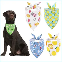 Dog Apparel Fruit Printed Pet Bandana Adjustable Cat Dog Scarf Saliva Towel Warm Neck Collar Neckerchief Tie Bib Supplies Drop Delive Dhui9