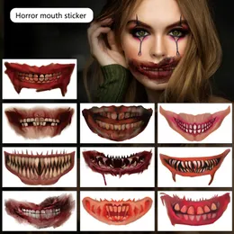 Halloween Bloody Wound Tattoo Stickers Horror Mouth Trick Scary Waterproof Temporary Tattoo DIY Fake Halloweens Party Decoration 1032