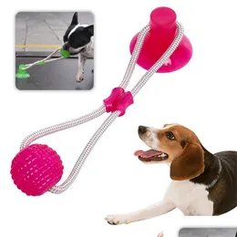 Dog Toys Tuggar Mtifunction Pet Molar Bite Dog Toys Rubber Chew Ball Cleaning Teeth Safe Elasticity TPR Soft Puppy Sug Cup Biting DHHX3