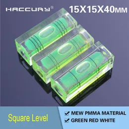 50Pcs/Lot HACCURY 15x15x40mm Square Column PMMA Bubble Level Acrylic Shell Spirit Level Vial for TV Rack Measuring Instrument