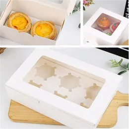 Gift Wrap 15Pcs 2/4/6 Cavities Marbling Cupcake Boxes and Packaging Cake Cookie Boxes with Window Muffin Dragees Holder Dessert Containers 220913