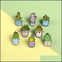 Pins Brooches Fashion Cartoon Lovely Botany Brooch For Women Men Cactus Flowerpot Originality Badge Pin Brooches Drop Oil Jewelry 1 Dhqgv