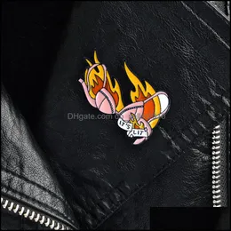 Pins Brooches Its Lit Bra Brooch Pink Shiny Flame Badge Enamel Pins Denim Shirt Cute For Girl Women Couple Love Gifts 1414 D3 Drop D Dhzy1