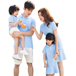 Семейная подходящая наряда летняя семья, соответствующая нарядам, матери и дочь платье Отец и сын Поло топы, мальчик, девочка, родительская одежда, 220914