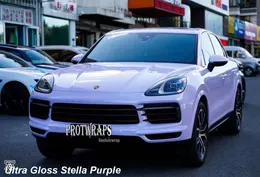 Premium Stella Purple Ultra Gloss Vinyl Wrap Sticker Hela Shiny Car -inslagning som täcker film med luftutsläpp Inledande lågt klibblim självhäftande folie 1.52x20m 5x65ft