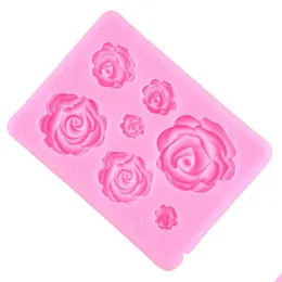 Baking Moulds Rose Flower Sile Molds Wedding Cupcake Topper Fondant Cake Decorating Tools Sugarcraft Candy Clay Chocolate Gumpaste Mo Dh4Lh