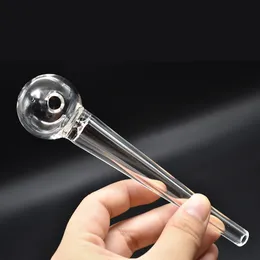 Thickness Smoking Pipe Clear Tube Glass Oil Burner Pipe Heavy Strong Glass Smoking Hand Tobacco Dry Herb Cigarette Pipe 14cm lenght 30mm ball