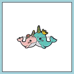 ピンブローチカスタマイズされたメタルエナメルピンオクトパスイルカ海洋動物漫画かわいい女性ジュエリーバックヴィンテージwholesa dh7uj
