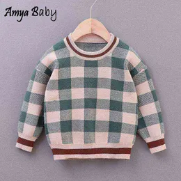 Amya Baby Autumn Boys Knit Plaid Pullover Kids Seaters Infant Clothing Christmas Christmas幼児少年冬のトップ0913