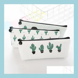 Astucci per matite Tessuto Tela Astuccio per matite Cactus Penna per scuola carina Novità Cancelleria per ufficio Scatola per pastelli Borsa Kawaii Forniture Drop Delivery 2 Dhyj2