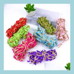 装飾的な花の花輪10mシミュレーショングリーンの葉の織りロープレッタンギフトブーケパッケージ結婚式の誕生日装飾パーティーsu dhrvt