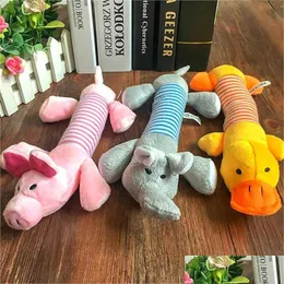 Dog Toys Chews Cute Pet Dog Cat Plush Squeak Sound Toys Funny Fleece Durability Chew Molar Toy Fit For All Pets Elephant Duck Pig Dr Dhw3T