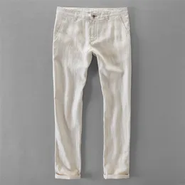Erkek pantolon% 100 kaliteli saf keten sıradan pantolon erkek marka uzun pantolonlar erkekler için iş moda pantolon pantalones pantaloni un pantalon 220914