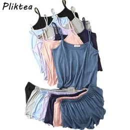 ملابس النوم النسائية Pliktea Summer Suits Shorts Pajamas for Women بالإضافة إلى حجم الملابس المنزلية فضفاضة ناعمة للسيدة Pajamas مجموعة ملابس منزلية ملابس النوم 220913