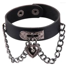 Charm Bracelets Personality Punk Style Heart Lock Bracelet Adjustable Trend Tassel Chain Wristband Leather Bangle Women Wrist Strap