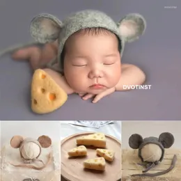 Hair Accessories Dvotinst Born Pography Props For Baby Cute Handmade Wool Mouse Hat Cheese Fotografia Studio Shoots Po