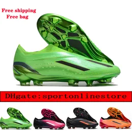 Wyślij z torbą piłkarski buty męskie X Speedportal FG Soccer Cleats Splating Sole Knit Buty Scarpe Calcio Oddychane na zewnątrz 2022 Puchar Świata Speedporta Green