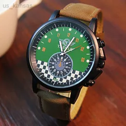 Armbandsur Yazole Watch Men Sports Waches Brown Leather Band Analog Quartz armbandsur Green Man Watch Relogio Masculino Reloj Hombre 2022 L220914