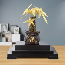 Dekorativa blommor pengar träd bonsai artificiell växt lycklig förmögenhet feng shui dekor 24k guld folie hantverk kontor skrivbord ornament hem